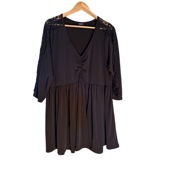 torrid Tops - Torrid Size 3X Lace Sleeve Babydoll Tunic Long Top Black Whimsigoth Victorian